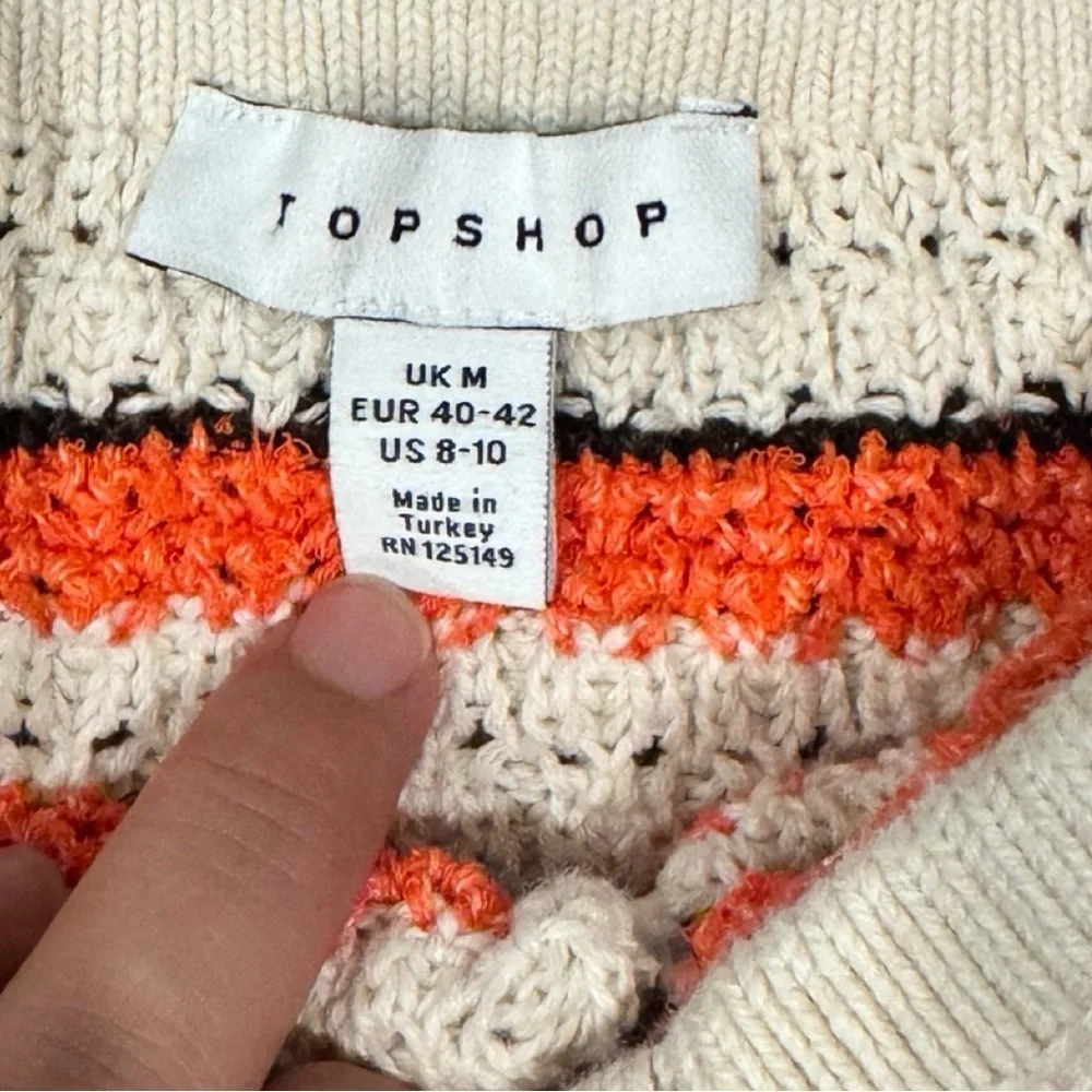 TopShop Crochet striped white Tubetop Size M